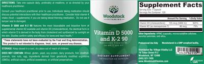 Vitamin D 5000 and K-2 90 label