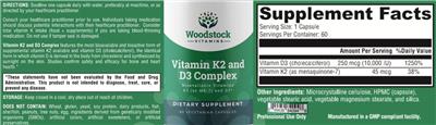 Vitamin K2 and D3 Complex label