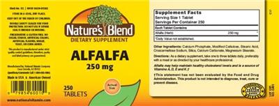 Alfalfa 250 mg label