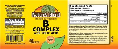 B Complex with Folic Acid label