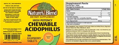 Chewable Acidophilus Raspberry label