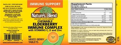 Chewable Elderberry Immune Complex Mixed Berry label