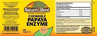Chewable Papaya Enzyme label