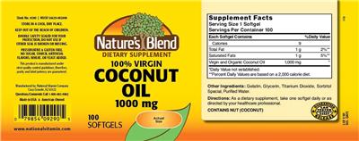 Coconut Oil 1000 mg label