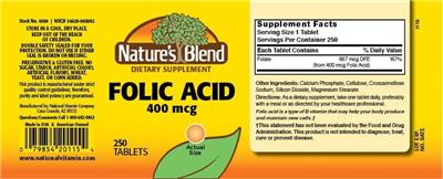 Folic Acid 400 mcg label