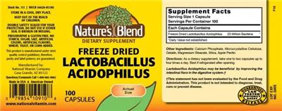 Freeze Dried Lactobacillus Acidophilus label