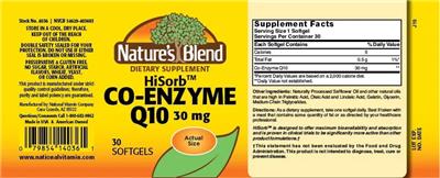 HiSorb Co-Enzyme Q10 30 mg label