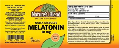 Quick Dissolve Melatonin 10 mg label