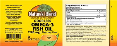 Omega 3 Fish Oil 1200 mg Odorless label