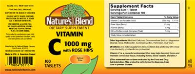 Vitamin C 1000 mg with Rose Hips label
