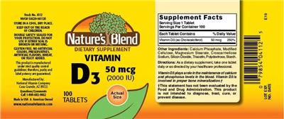 Vitamin D3 50 mcg (2000 IU) label
