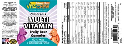 Children's Multi Vitamin Fruity Bear Gummies label