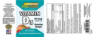 Vitamin D3 50 mcg (2000 IU) Gummy Drops label