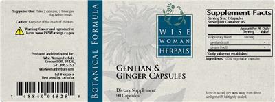 Gentian & Ginger Capsules label