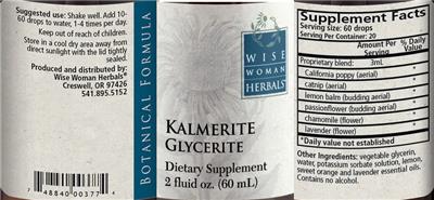 Kalmerite Glycerite label