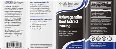 Ashwaghanda Root Extract 900 mg label