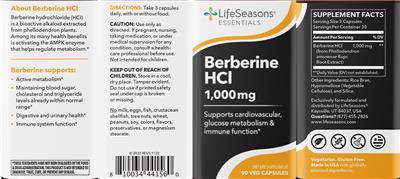 Berberine HCL 1000 mg label