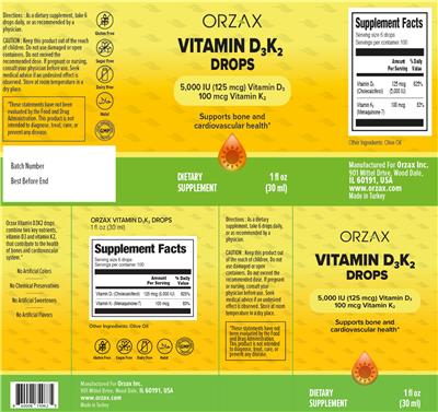Vitamin D3 K2 Drops label