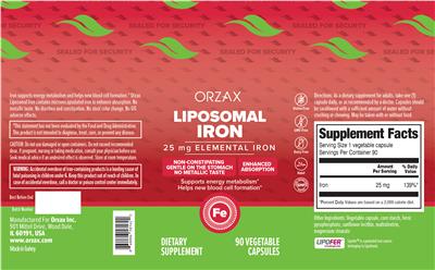 Liposomal Iron 25 mg label
