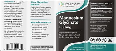 Magnesium Glycinate 350 mg label