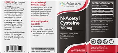 N-Acetyl Cysteine 750 mg label