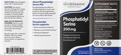 Phosphatidyl Serine 200 mg label
