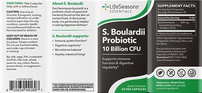 S. Boulardii Probiotic 10 Billion CFU label