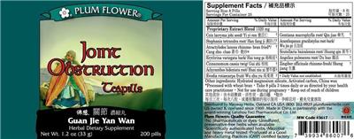 Joint Obstruction Teapills label