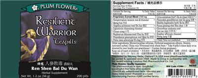 Resilient Warrior Teapills label