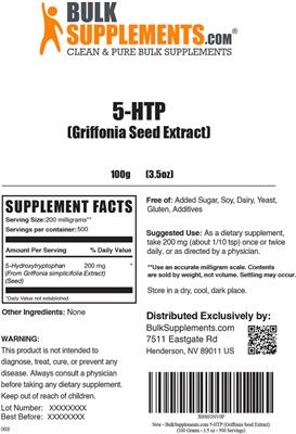 5-HTP (Griffonia Seed Extract) label