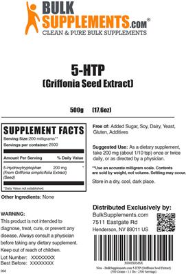 5-HTP (Griffonia Seed Extract) label