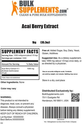 Acai Berry Extract label