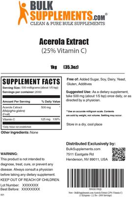 Acerola Extract (25% Vitamin C) label