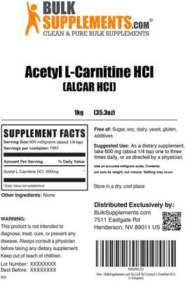 Acetyl L-Carnitine HCl (ALCAR HCl) label