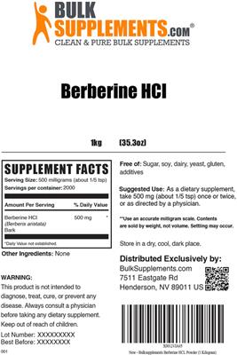 Berberine HCL label