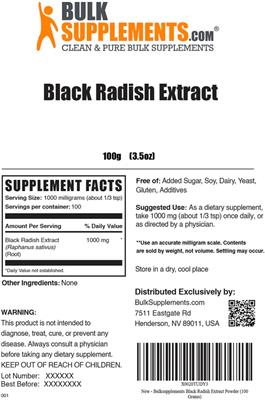 Black Radish Extract label