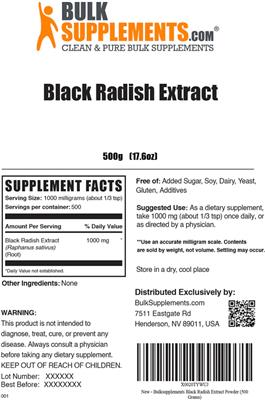 Black Radish Extract label