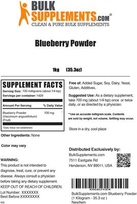 Blueberry Powder label