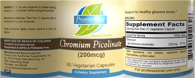 Chromium Picolinate (200 mcg) label