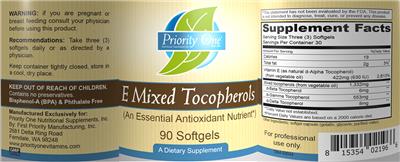E Mixed Tocopherols label