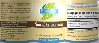 Sun-D3 10,000 label