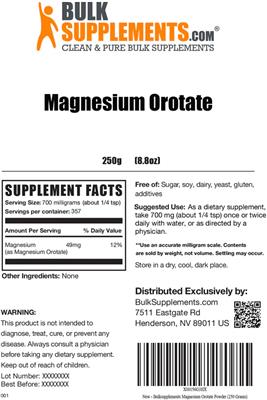 Magnesium Orotate label