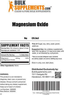 Magnesium Oxide label