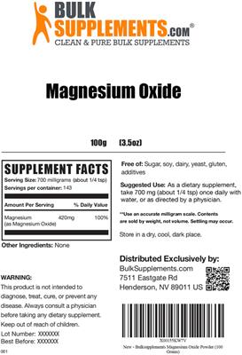 Magnesium Oxide label