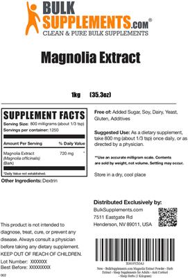 Magnolia Extract label
