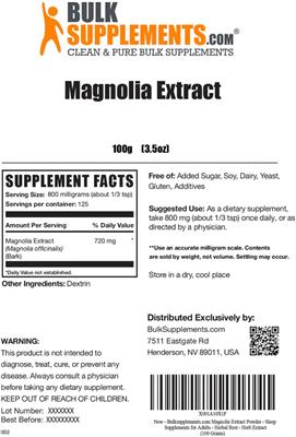 Magnolia Extract label