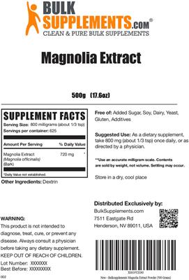 Magnolia Extract label