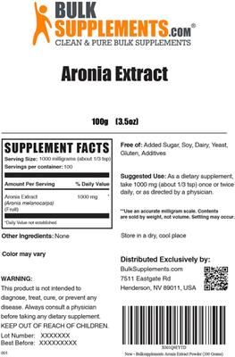Aronia Extract label