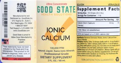 Ionic Calcium 100,000 PPM label