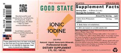 Ionic Iodine 300 ppm label
